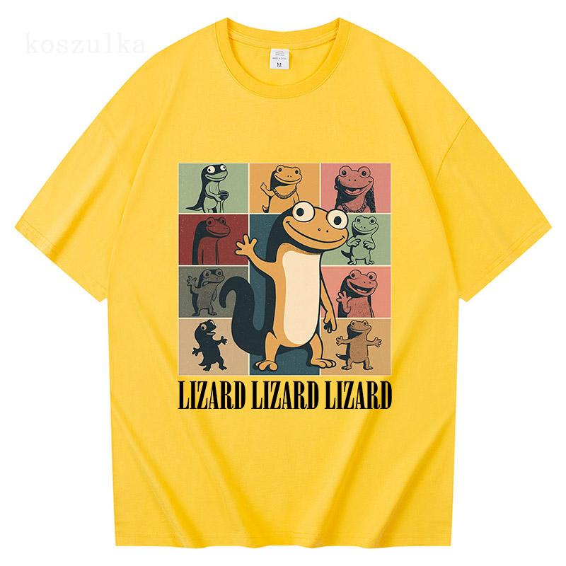 Modă Șopârlă Meme Desen Animat Grafic Tricou Mânecă Scurtă Bumbac Gât Rotund Tricouri Casual Amuzant Imprimare Tricouri Casual Bărbați