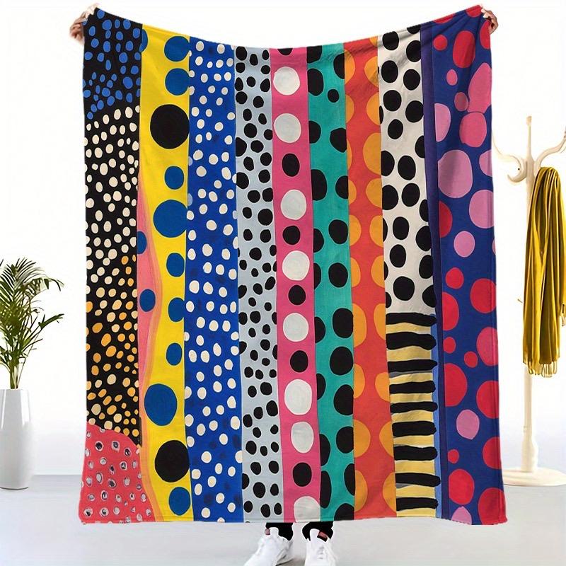 [Creative Flannel Blanket] 1pc Creative Striped Graphic Print Flannel Blanket | Aesthetic Comfort Warm Nap Blanket 75x90cm