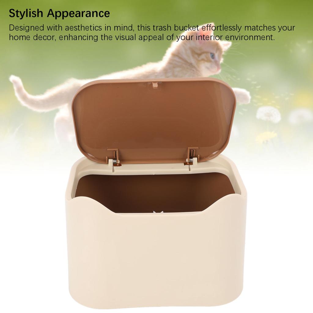 Cat Litter Trash Can with Press Type Lid Enclosed Design Compact Multipurpose Cat Waste Trash Can for Home