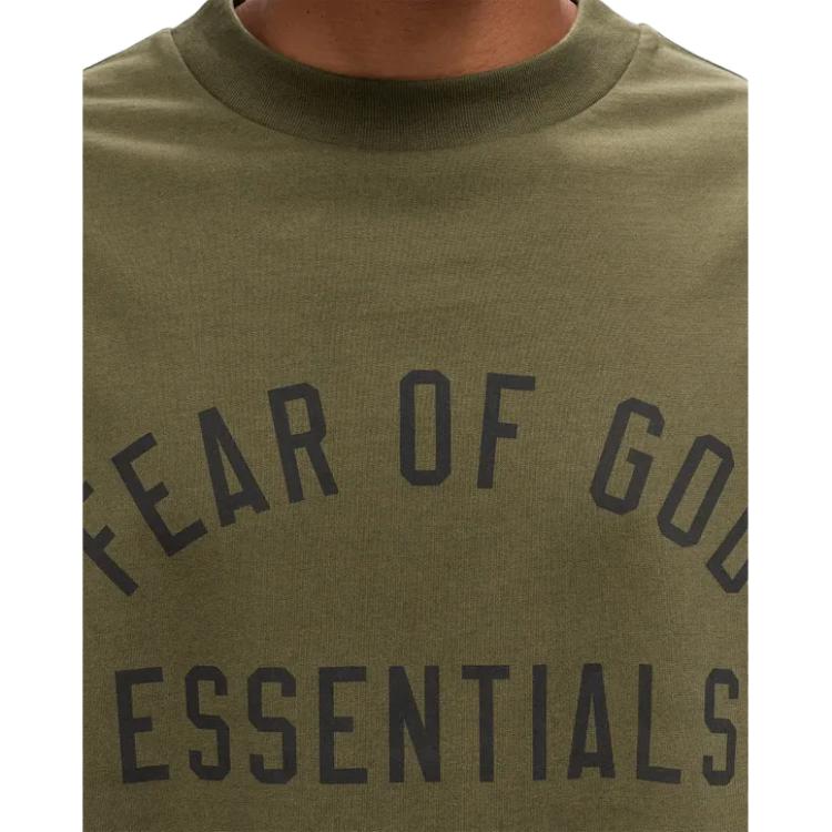 Fear of God Essentials Jersey Long-Sleeve Tee Olive Men Tops Green 125BT244204F