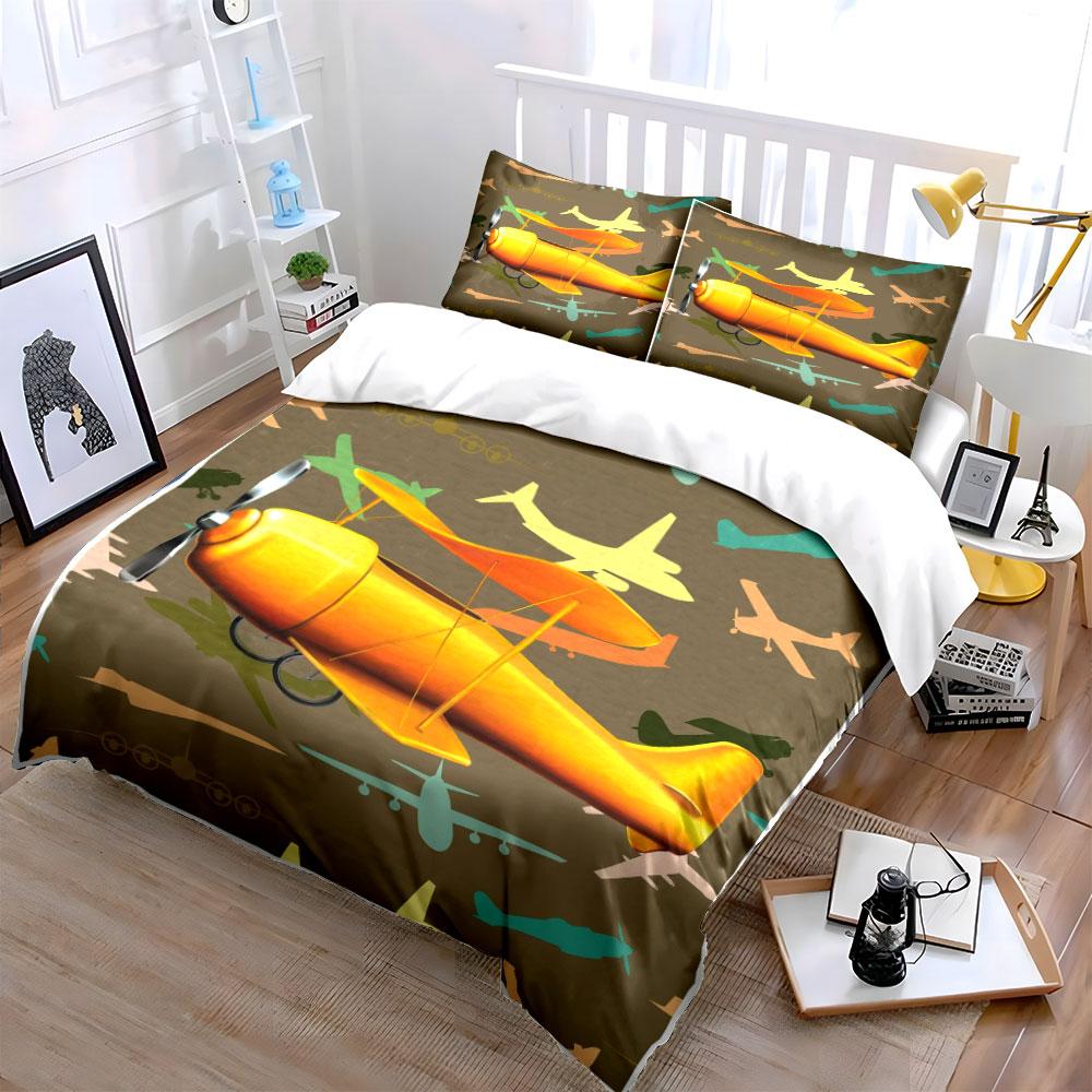 Airplanes in vibrant colors. Bedding sets Duvet cover sets Duvet covers Pillowcases(1*Duvet Cover 2*Pillowcases without duvet insert)