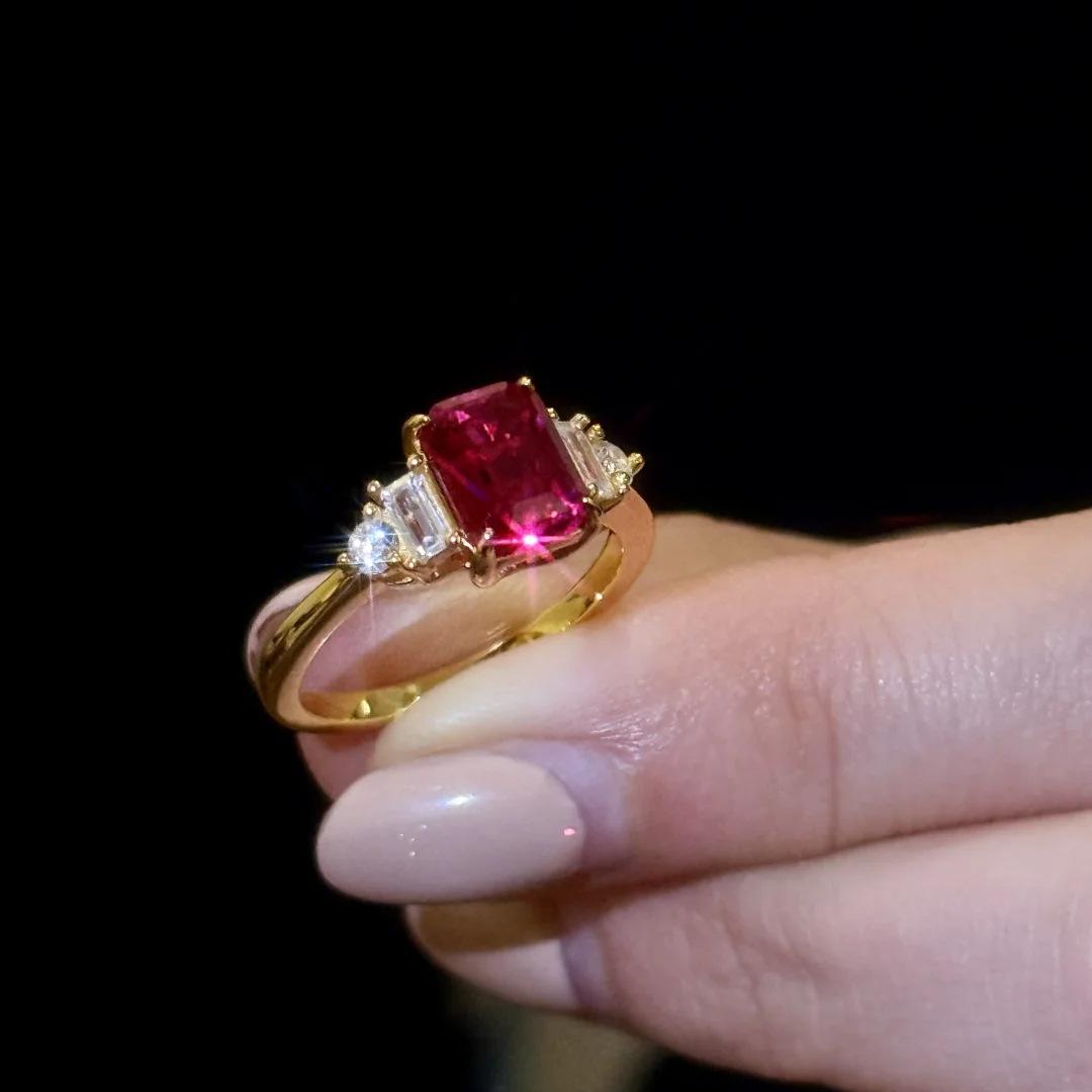 

Французские Ретро Классические Золотые Кольца с Лабораторным Рубином для Женщин Винтажные Красные Циркониевые Кольца на Палец Принцессы для Банкета Модные Ювелирные Изделия resizable