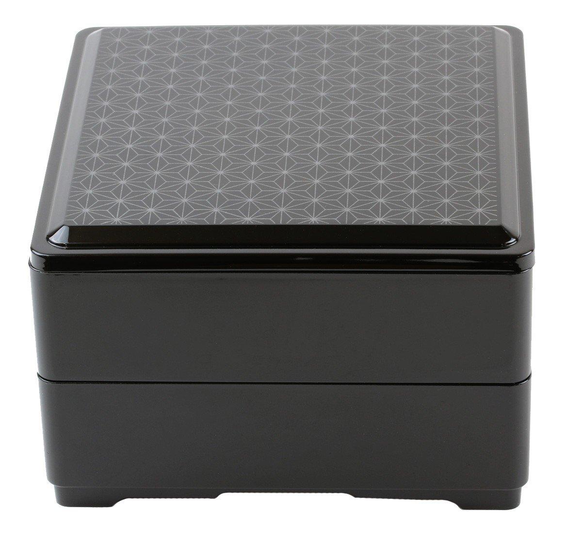 

Pearl Made in Jubako Hemp Leaf Yamanaka Individual Metal, Japan, Two-Tiered Box, Square, Black, Lacquer, Meals, K-6340 чёрный