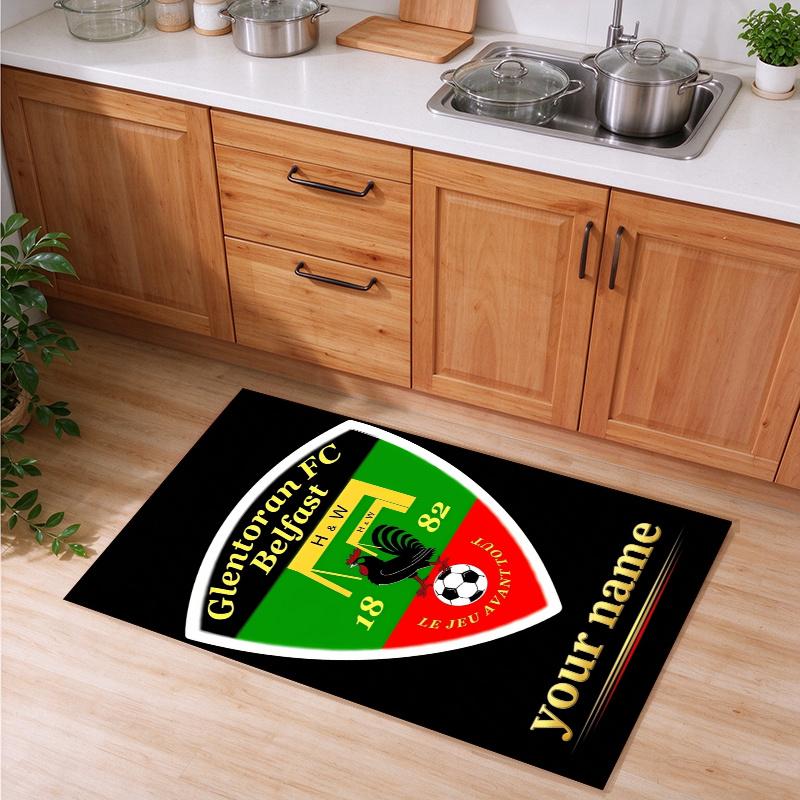 Glentoran FC Customizable name kitchen floor mat easy to clean and wipe down Suitable for kitchens living rooms and entryways—a perfec