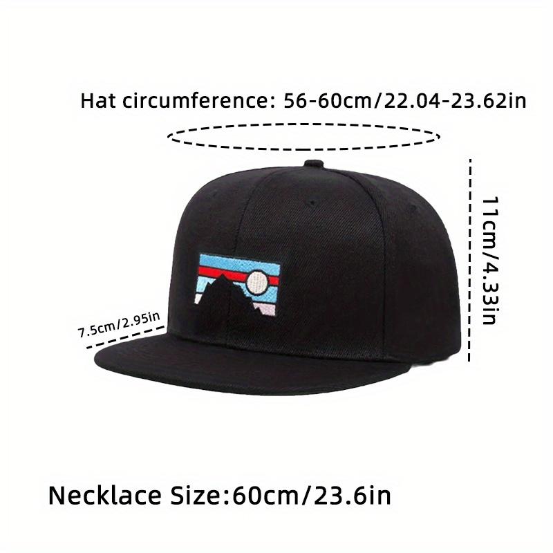 2Pcs Mountain Embroidery Hip Hop Hat Small Spaceman Pendant Necklace Set Men's Sports Baseball Hat Women's Fashion Casual Sun Protection Shade Hat
