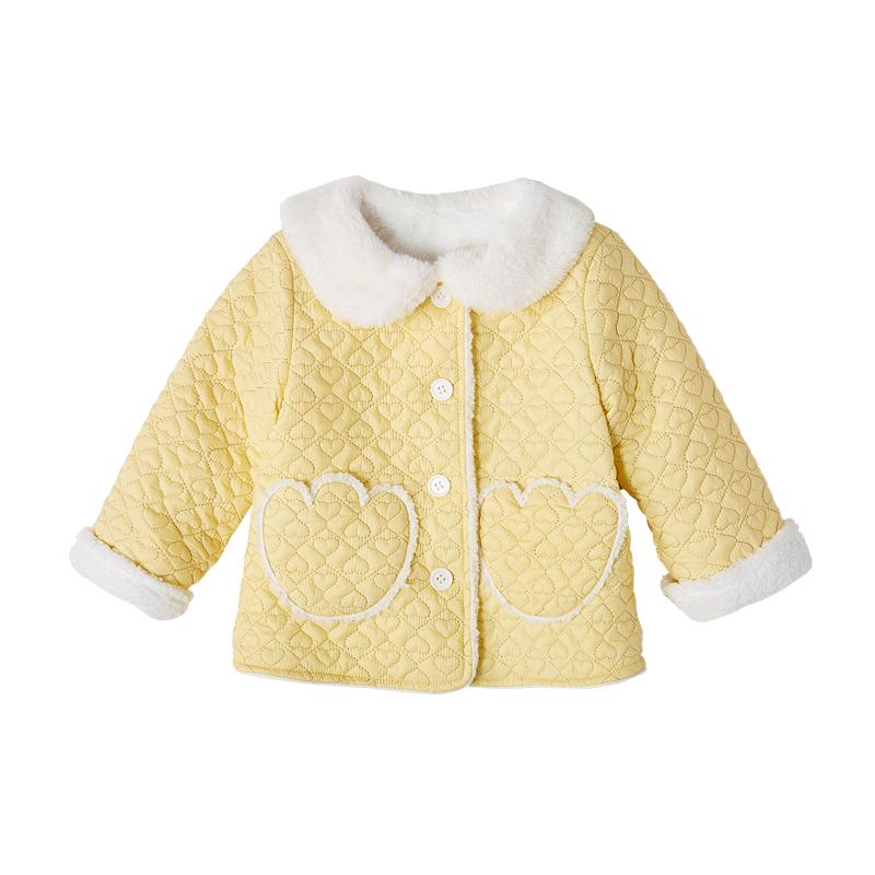 [Infused with velvet and heart-shaped cotton] Winter coat for infants and young girls, children's winter clothing, warm and thick top