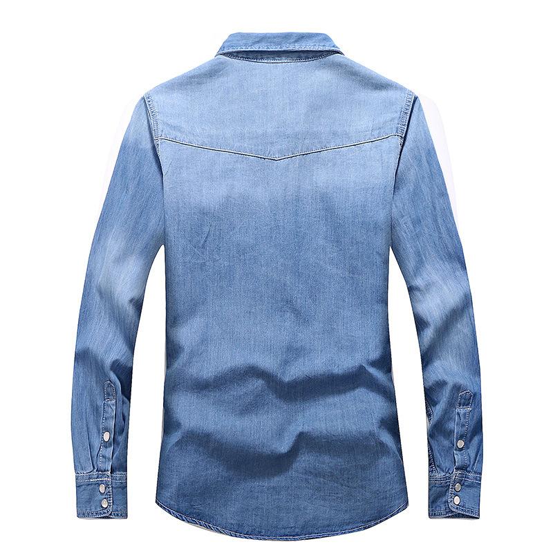 Autumn and Winter Men's Slim Casual Long-sleeved Shirt Japanese and Korean Retro Simple Long-sleeved Denim Shirt Jacket