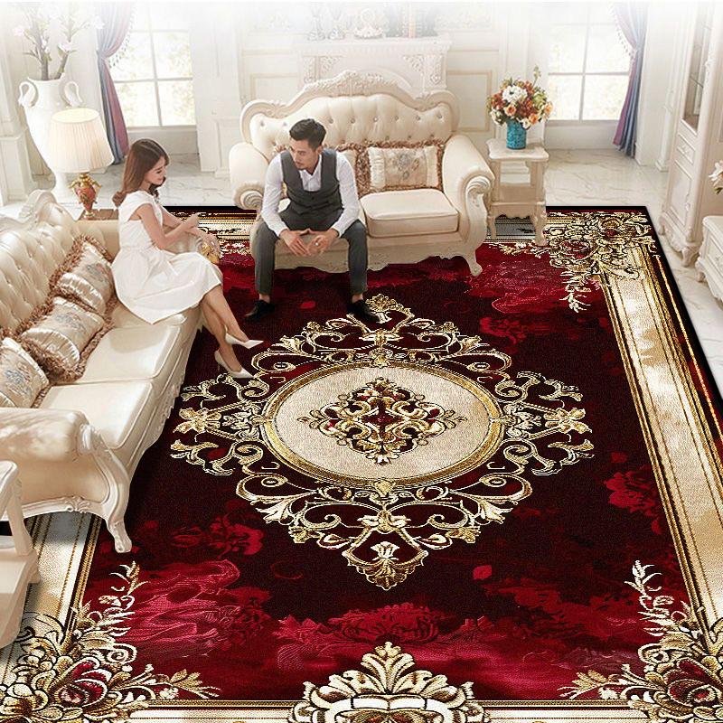 Evropský styl červené koberce do obývacího pokoje Vysoce kvalitní domácí koberce pod pohovku a stůl Velká velikost Luxusní dekorace do ložnice Podlahová rohož Protiskluzová
