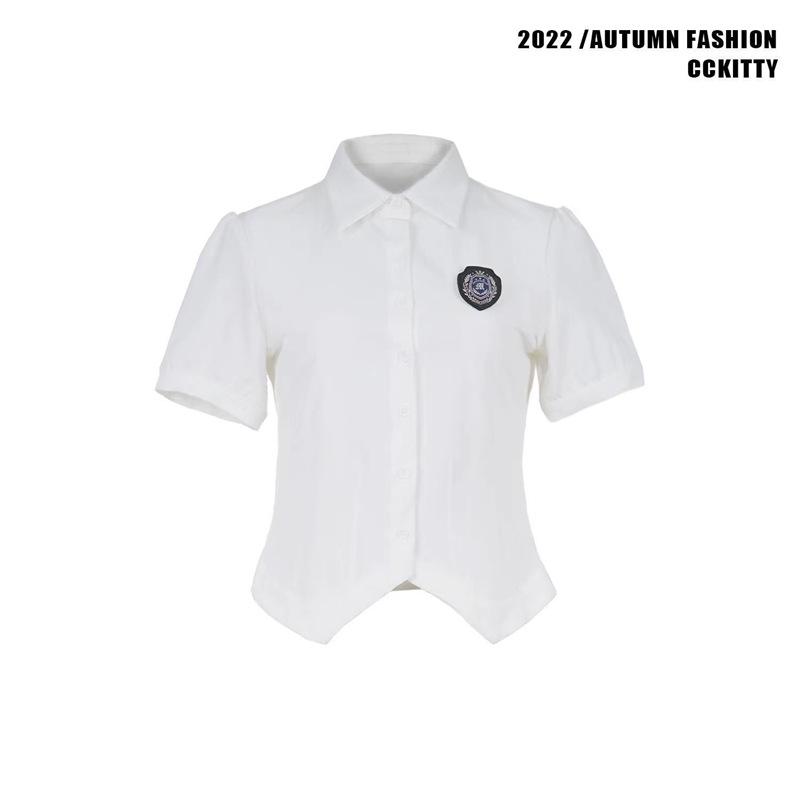 Women's Preppy Style Waist-Hugging Short-Sleeved JK Uniform Skirt Set