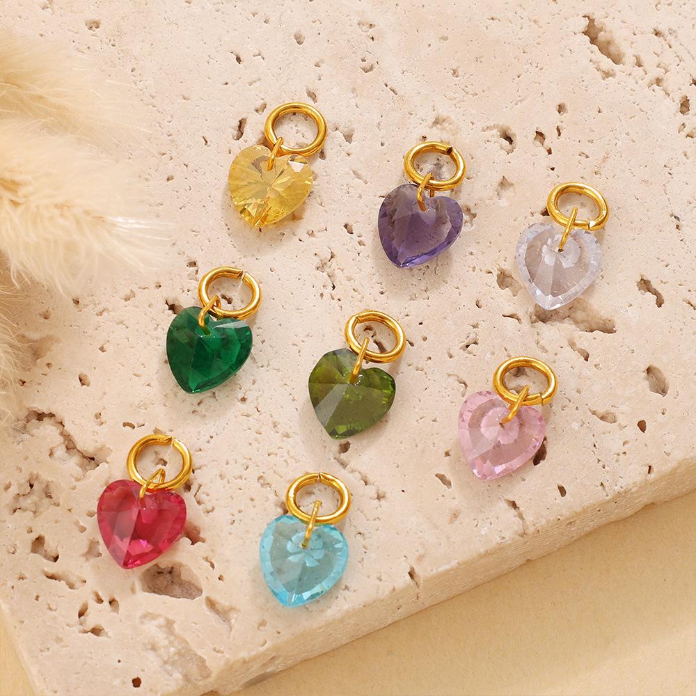 Light Luxury Colorful Heart Zircon Pendant, Colorful DIY Charm for Bracelet, Necklace & Earrings