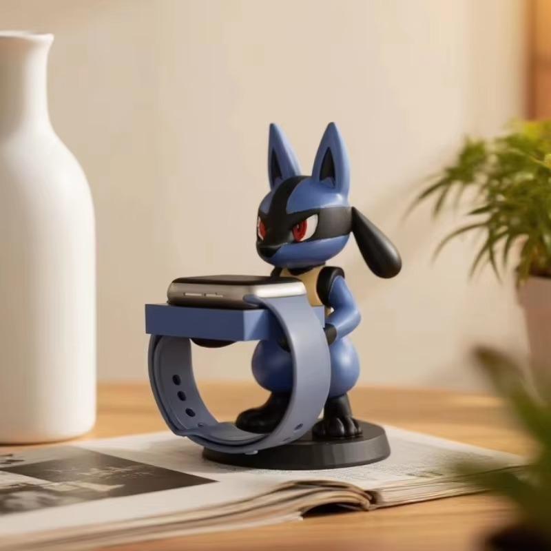 New Lucario Watch Charging Stand Anime Lucario Iwatch S10 Apple Charger Bracket Fashionable Desktop Decoration Model Ornament