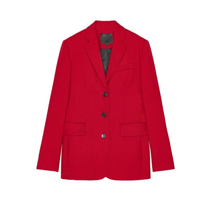 Strap High Waist Elegant Casual Trousers 2550677 Straight Cut Long sleeve Lapel Blazers 2555677