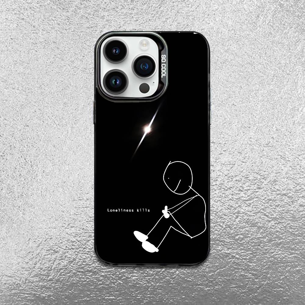 Cartoon Stickman Matchman Phone Case For iPhone 17,16,Pro,Max,e,15,14,Plus,13,12,Mini,11, Matte Colored Silver Luxury Cover