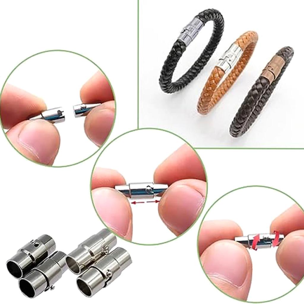 10 Pieces Stylish Magnetic Clasps Cord End Caps Leathers Rope Necklace Bracelet Accessories Perfect for Jewelry Making