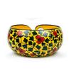 Ceramic Attractively Hand Painted Gorgeous Stoneware Yarn Ball Storage Bowl with Innovative Dispensing Curl (Medium, Yellow Shrubs)