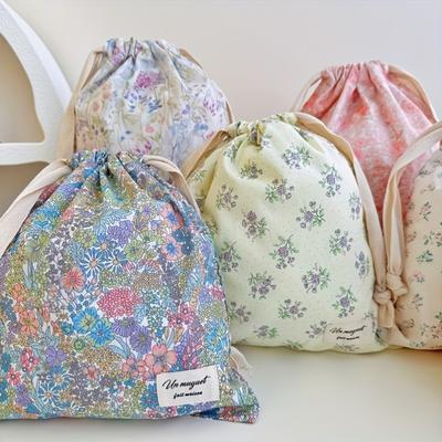 Embroidered Bow Drawstring Bag, Multipurpose Storage Box, Portable Travel and Household Dust Bag, Mom and Diaper Bag