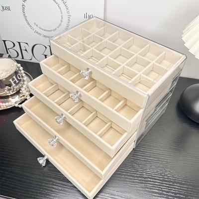 Fünfschichtige Schmuckschatulle, Acryl-Schublade, Aufbewahrungsbox für Ohrringe, Halsketten, Ringe, Hochwertige, exquisite Schmuckschatulle mit großer Kapazität.