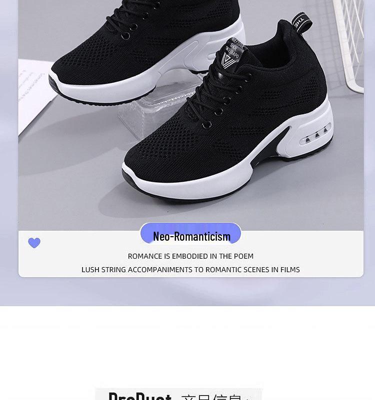 Trendige Weiße Damen-Schuhe zur Größensteigerung, Obermaterial aus Fly-Knit-Mesh, Dicke Sohle, Bequeme & Vielseitige Freizeitsneakers