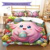 Cute Easter Egg Pattern Bedding Quilt Set Quilt Cover Pillowcase Home Decoration Birthday Gift (1 * Duvet Cover + 2 * Pillowcase, Without Core)