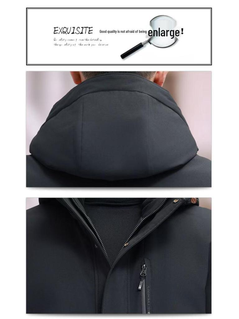 Men's Mid-Length Winter Down Jacket for Middle-Aged and Elderly