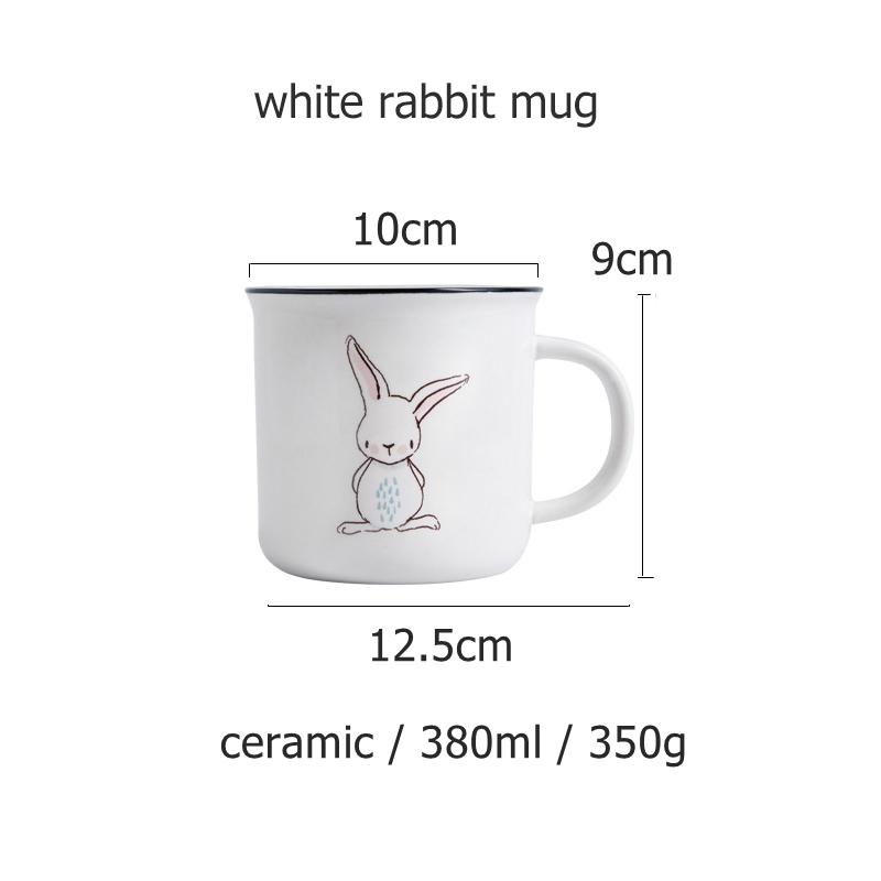380ml Ceramic Rabbit Mug Farmhouse Grey Bunny Mug Porcelain Water Milk Cup Breakfast Juice Cup Microwave Safe