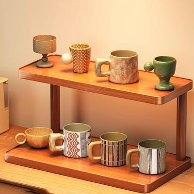 2-Tier Desktop Cosmetic Stationery Storage Rack, Multi-Function Freestanding Cup Holder Pantry Shelf