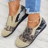 Women's Plus Size Leopard Print Slip-On Canvas Sneakers, Flat Casual Shoes