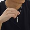 Small Vertical Bar Necklace for Men,Silver Color Cutting Surface Square Pendant Necklace,Hiphop Simple Jewelry