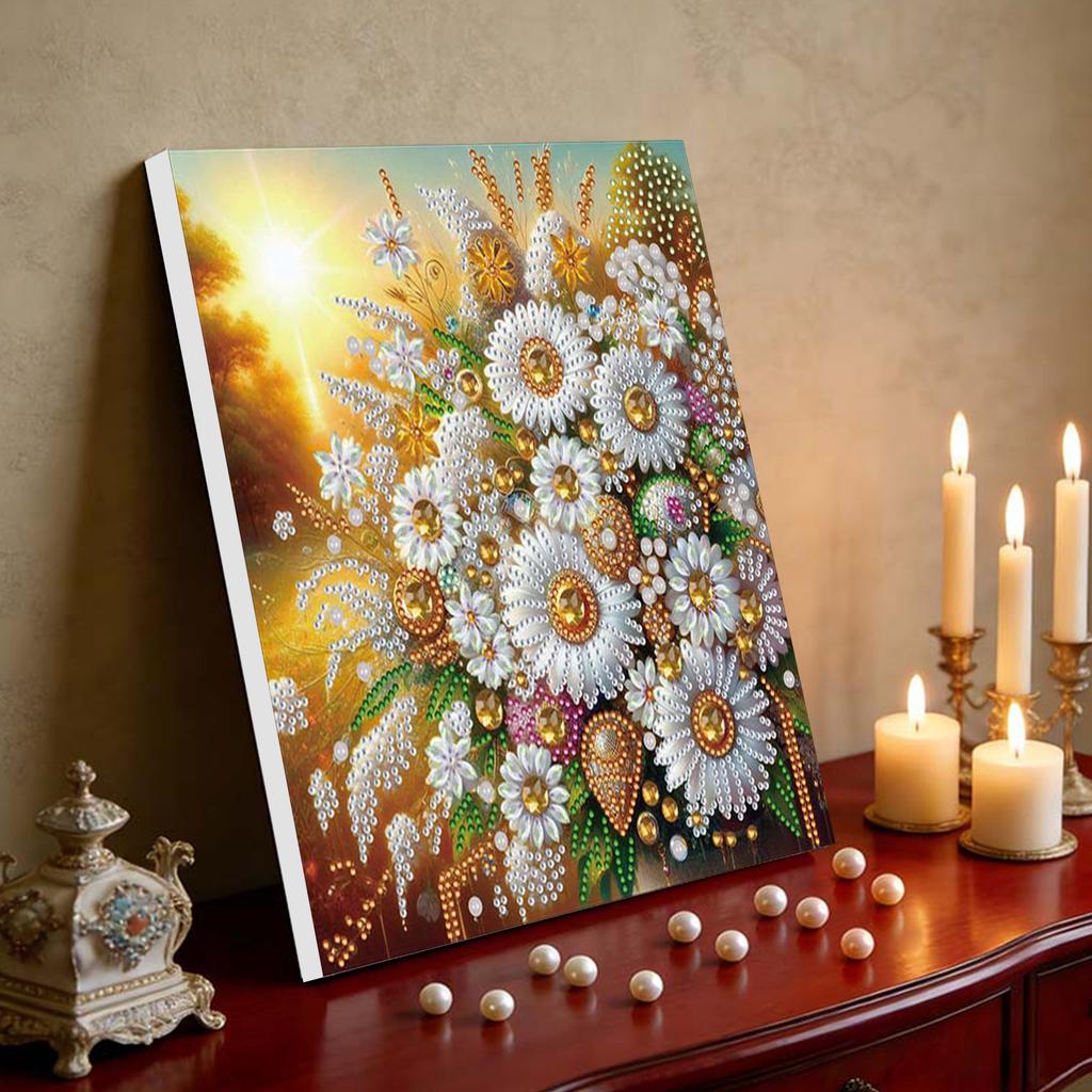 DIY Special Shape Drill Art Craft Pearl Diamond Painting with Frame 25x25cm Pearl Art Painting Set for Adults Home Wall Decor