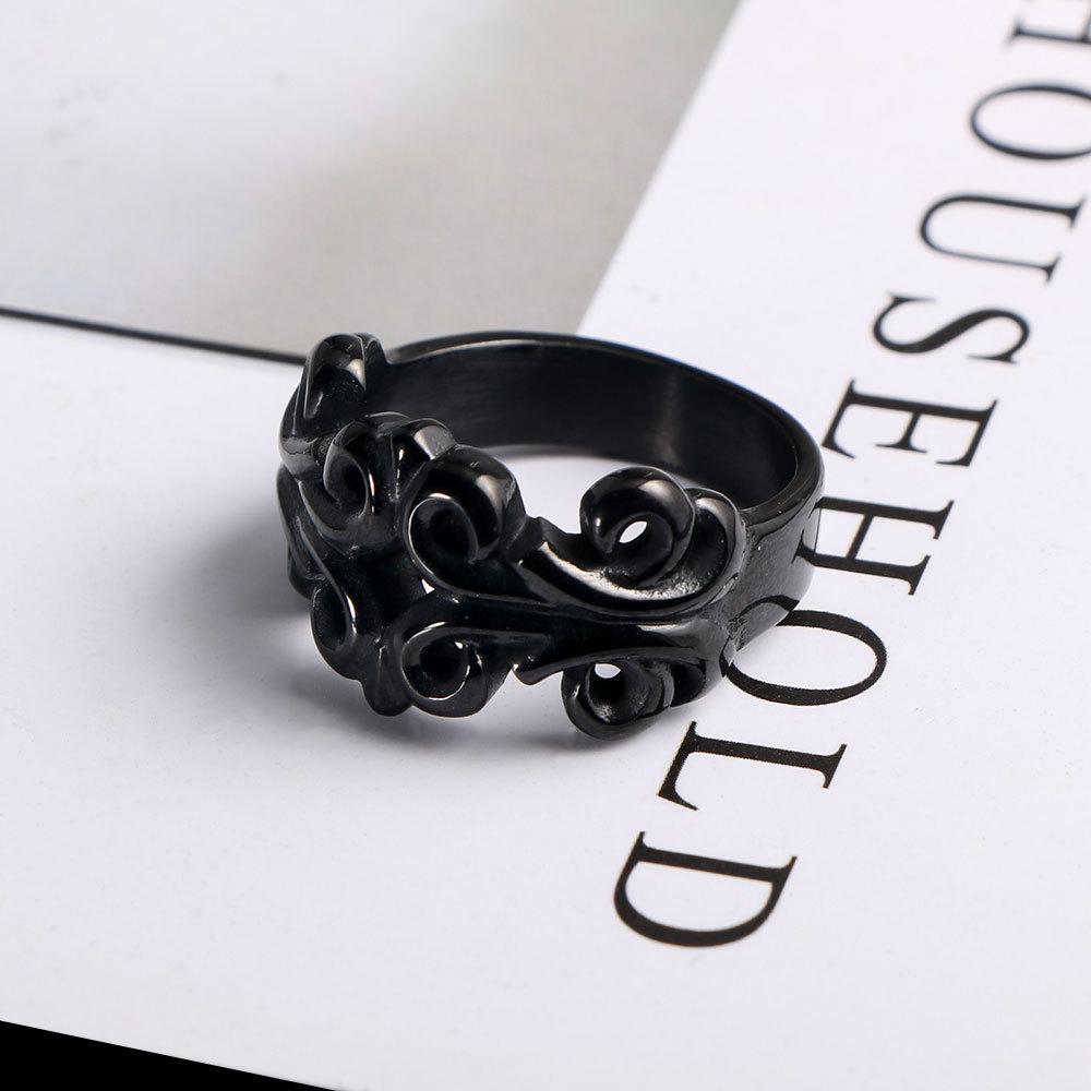 

2026 Ring, Engraved Hollow Couple Ring, Retro Exquisite Wear, Jewelry Accessories Ring. 12 чорний