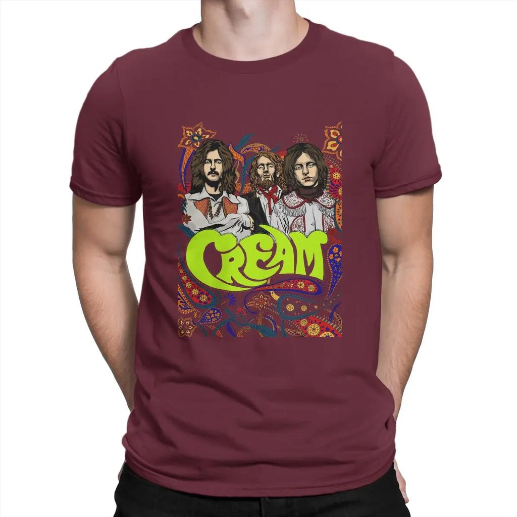 Cremes Band T-Shirt Herren Baumwolle Lustige T-Shirts Rundhals Cremefarbene T-Shirts Kurzarm Kleidung Geschenkidee