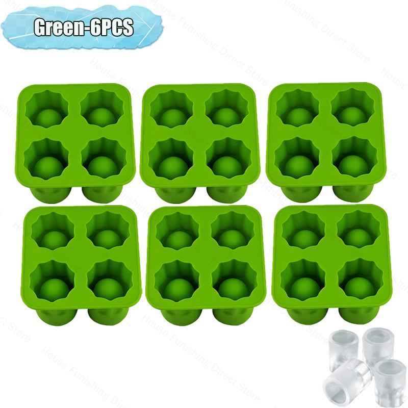 4 Cup Shape Silicone Ice Cube Mold Tray Summer Bar Party DIY Cold Drink Ice Compartment Mold Ice Cup Ice Cube Tray Kitchen Tool