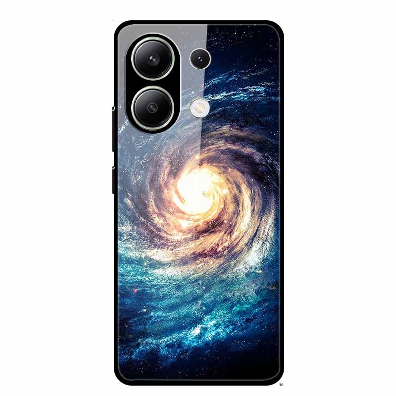 Glass Back Cover For Xiaomi Redmi Note 13 Case Note13 Pro Coque Hard Tempered Glass Case For Redmi Note 13 Pro Case Soft Bumper