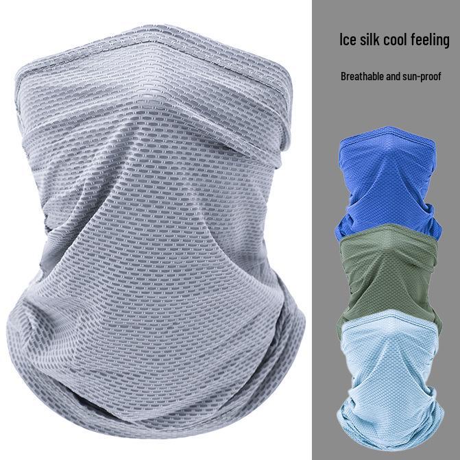 

Solid Color Ice Silk Sun Protection Snood - Granular Texture Neck Gaiter & Cycling Face Mask ціан