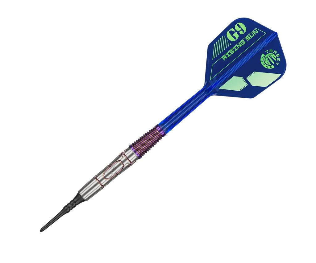 Target Japan Rising Sun G9 Tungsten 2BA Soft Tip Dart Rising Sun G9 Flights and Black Pixel Tips 2BA Sun 95% K-Flex Set, 21.5G K-Flex No.6 (Shape)