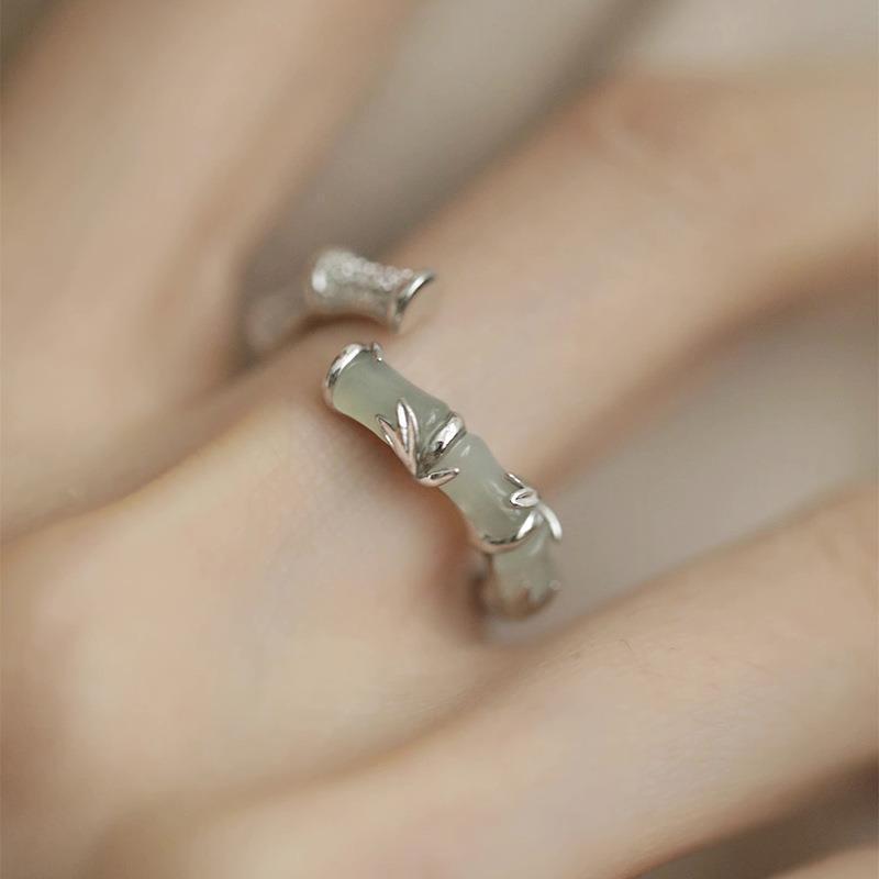 Retro Bamboo Joint Open Ring - Women's Unique Chinese Style Fashion