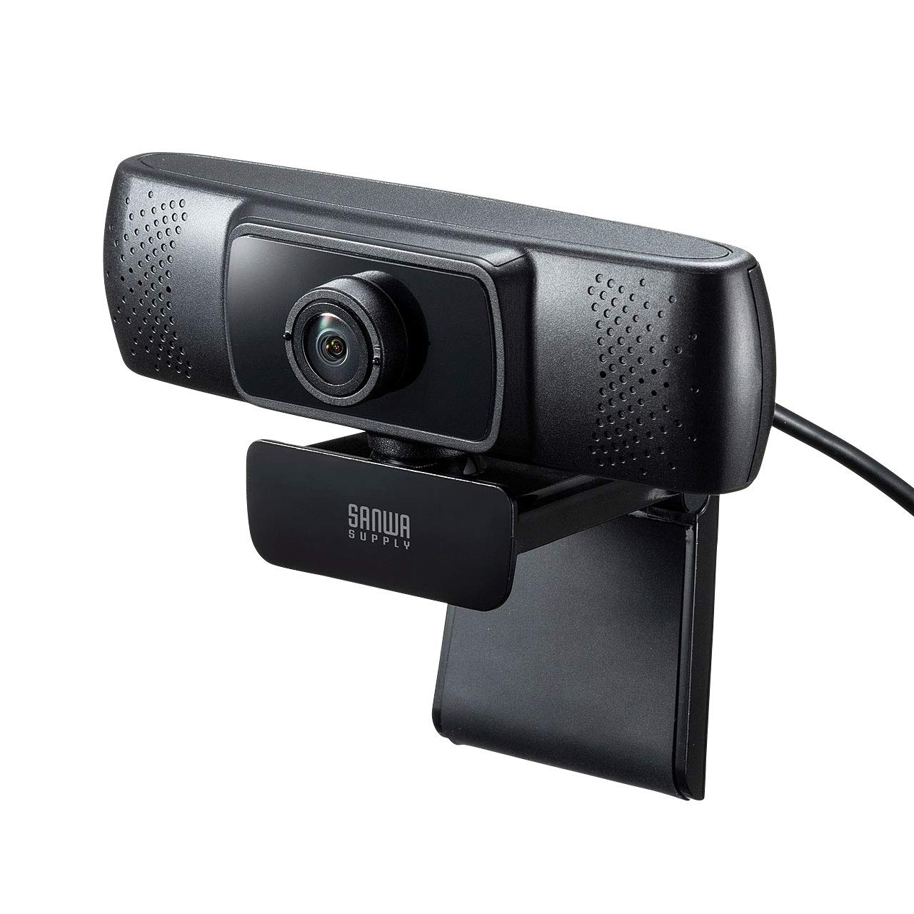 

Sanwa Supply Wide Lens Webcam for Meetings, USB Connection, 150° Ultra-Wide Angle, Built-in Microphone, Skype Compatible, Black, CMS-V43BK