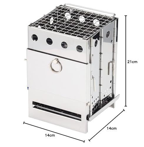 BUNDOK Box Stove BD-470, Fire Pit, Camping/Touring, Silver