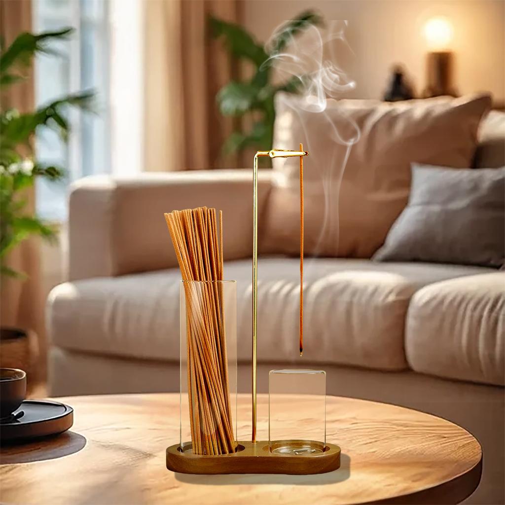 2 in 1 Incense Holder Anti-Ash Flying Incense Burne with Glass Ash Catcher and Incense Sticks Organizer for Meditation Yoga Spa 7