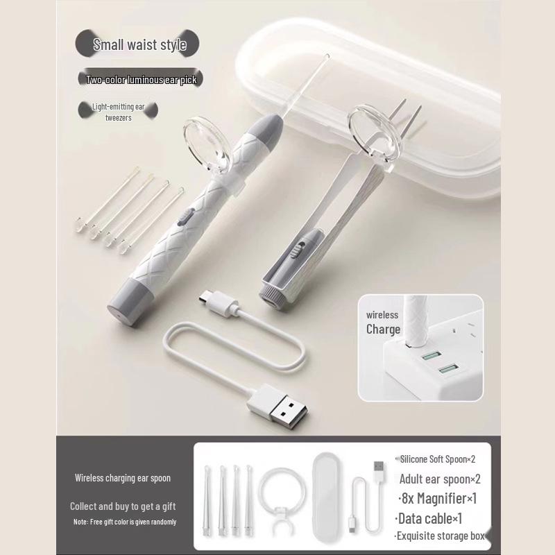 Soft Tip Baby Ear Cleaner with Light & Tweezers