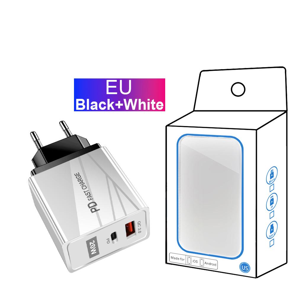 USB Travel Charger QC3.0+PD, 5V/9V/12V, EU/US Standard, Fast Charging