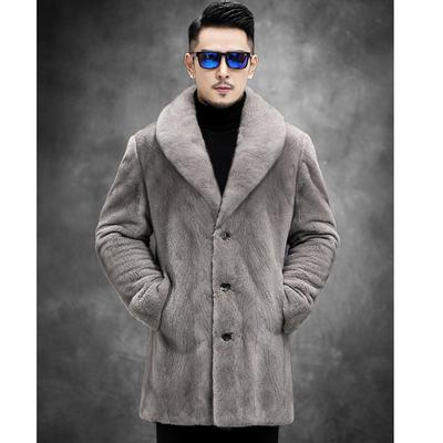 Herren-Fellimitatmantel, mittellanger Nerzpelzmantel, Winterwärme, Freizeitjacke, großer Windjacke