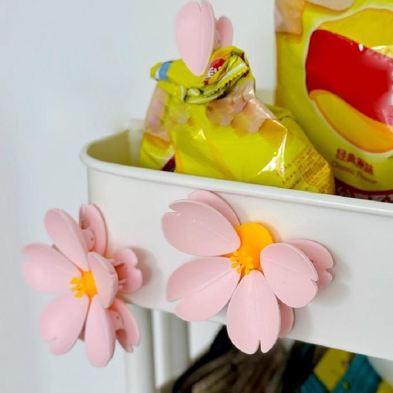 Sakura Magnetclip Kreative Küchenhelfer Multifunktionaler Snackversiegler Lebensmittelaufbewahrung Einzigartiger Blütenblattclip Niedlich für Zuhause Kühlschrank