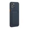 Porta Cartão Suporte Capa de Celular de Silicone Macio para IPhone 15 14 11 13 12 Pro Max XS XR X SE 2 3 8 7 Plus à Prova de Choque Capa Carteira Colorida