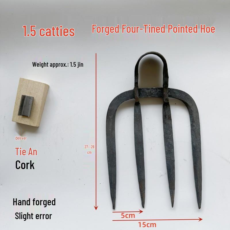 Hand-Forged Four-Tooth Steel Hoe Rake with Long Handle for Agriculture
