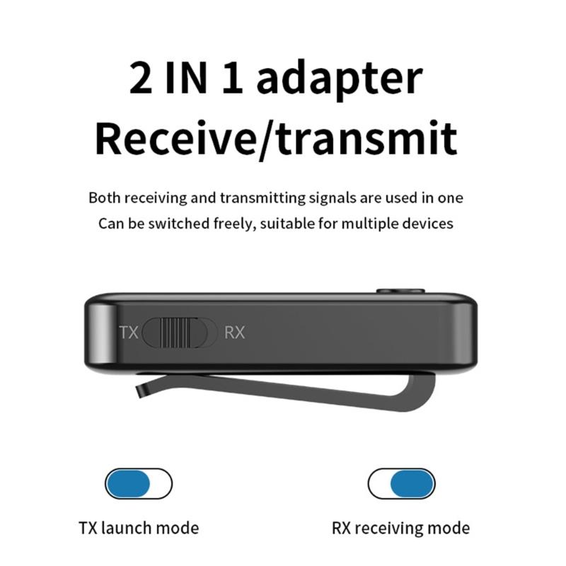 Double Function Bluetooth-compatible 5.3 Transmitter Receiver 2400Mhz 1200Mbps for Fast Wireless Auditory Connection