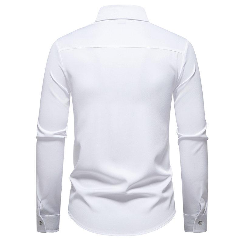 Autumn Fashion Men's Patchwork Long Sleeve Shirt High Quality Vintage Color Block Male Casual Social Wedding Party Business