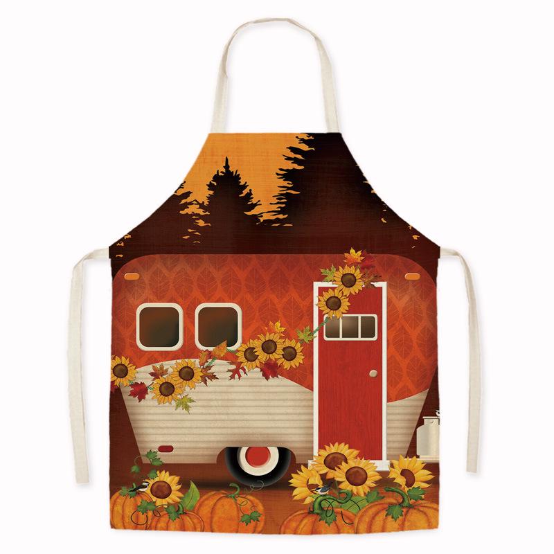 Thanksgiving Sunflower & Pumpkin Oil-Proof Kitchen Apron