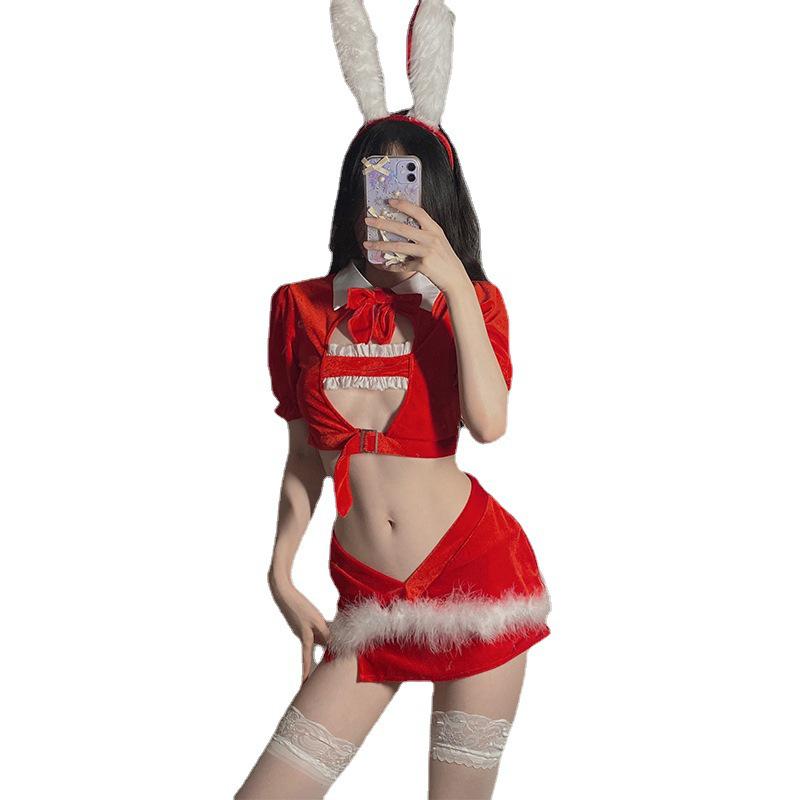 Velvet Slimming Bunny Girl Costume: Cute, Fluffy, Sexy New Year and Christmas Dress Set