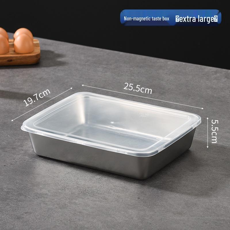 Pojemnik na żywność 304 ze stali nierdzewnej, szybkozamrażający, utrzymujący świeżość i smak, z pokrywką - Szczelny pojemnik do przechowywania żywności w lodówce i zamrażarce